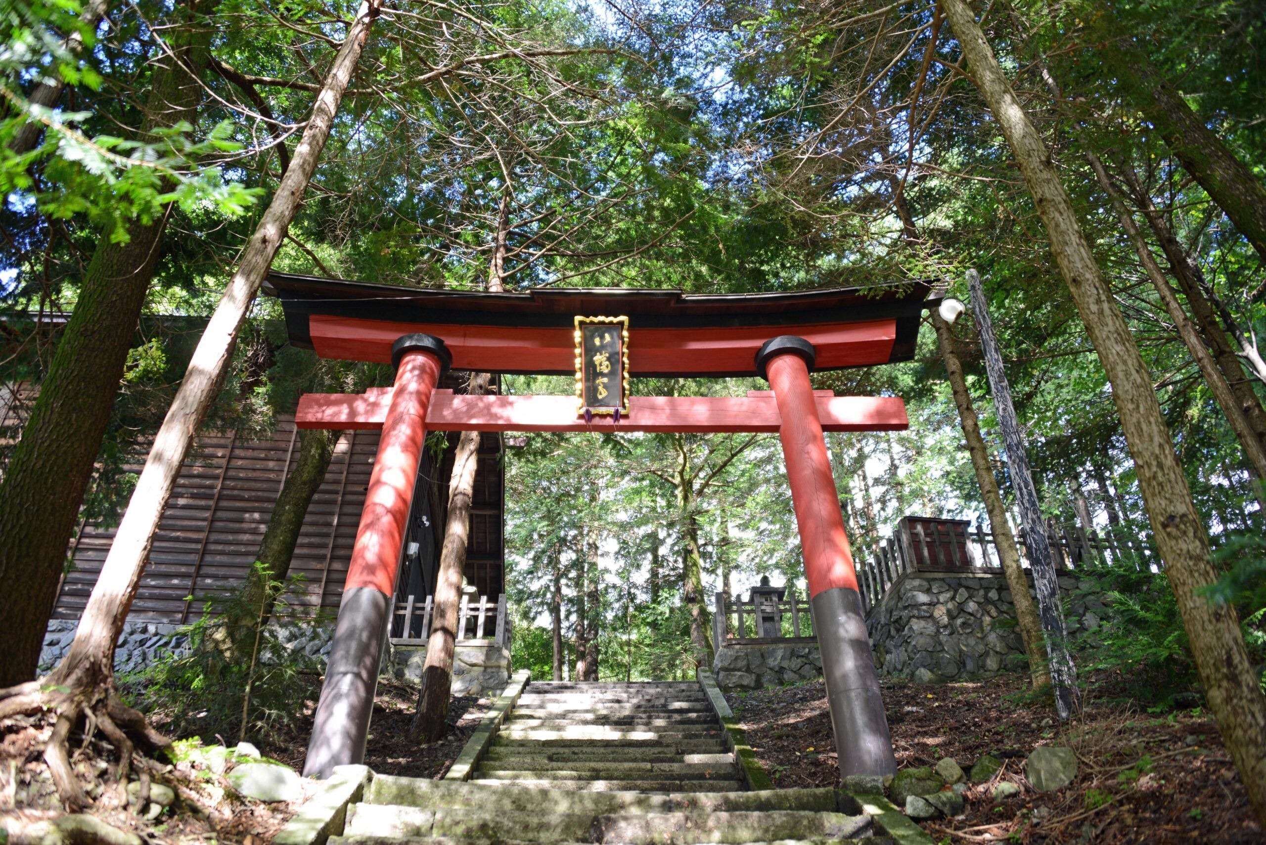 Traditional torii gate along Japan's Nakasendo Trail