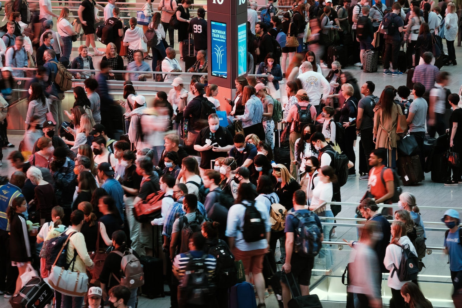 memorial day weekend travelers at Penn Station