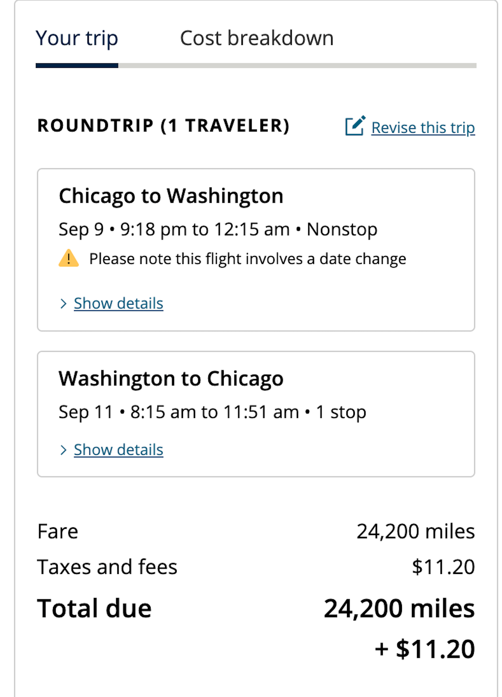 United booking screenshot