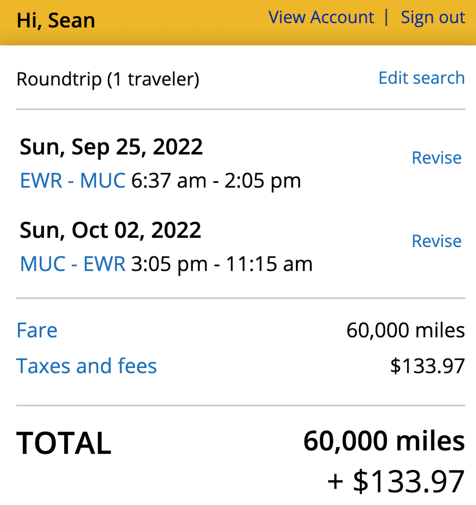 United booking screenshot
