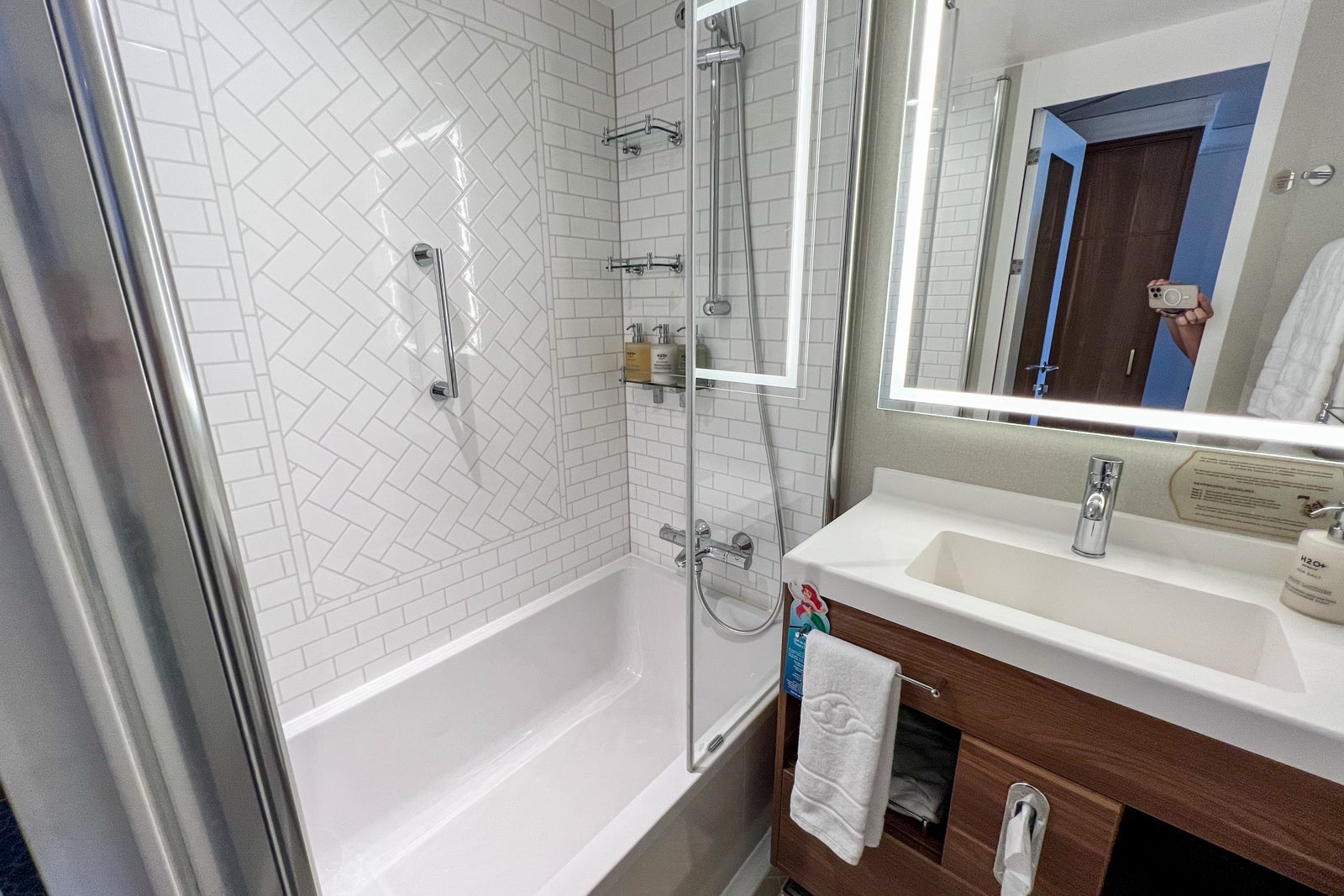 Balcony cabin bathroom on Disney Wish.