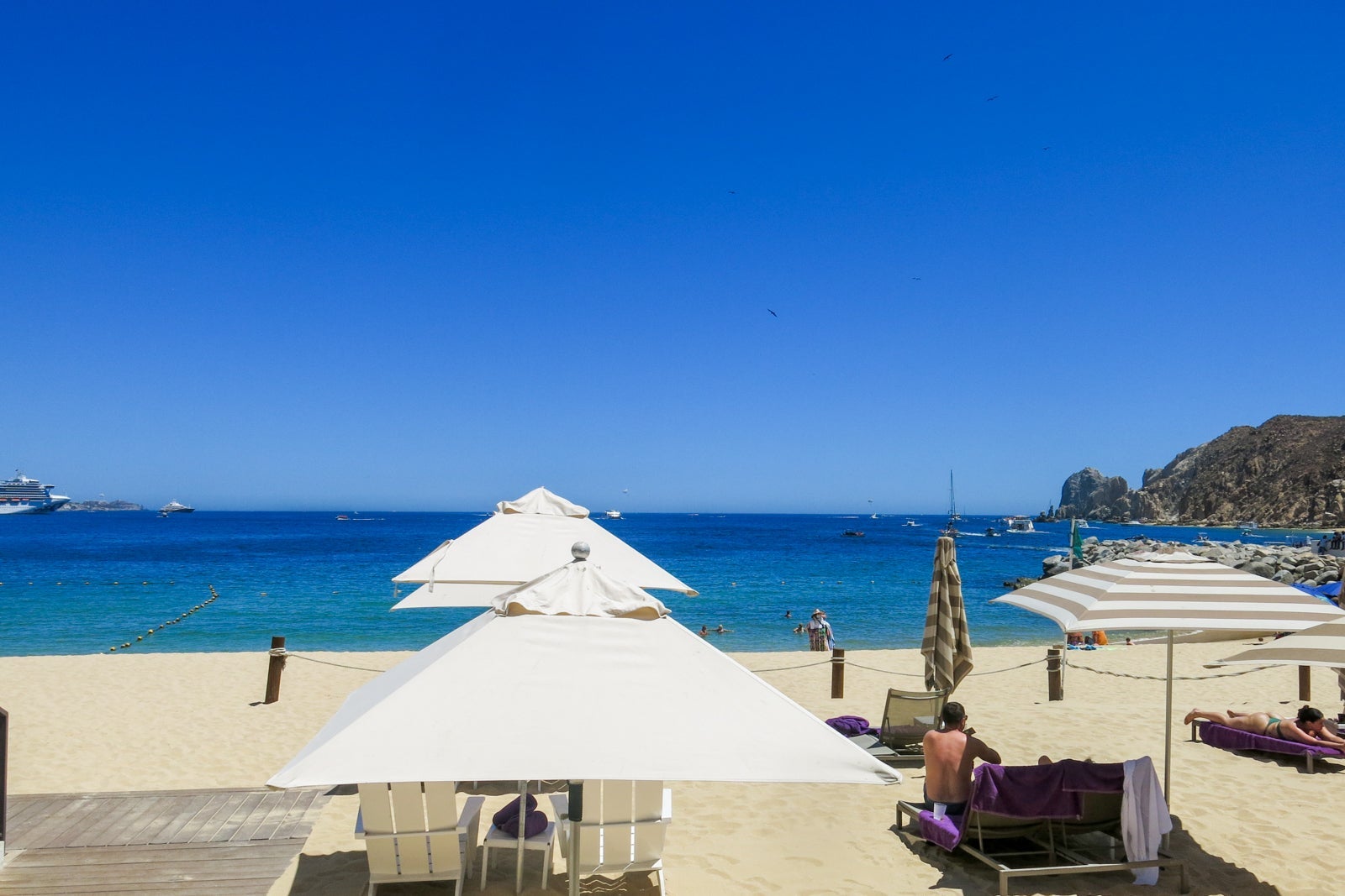 View of the beach from the pool deck.