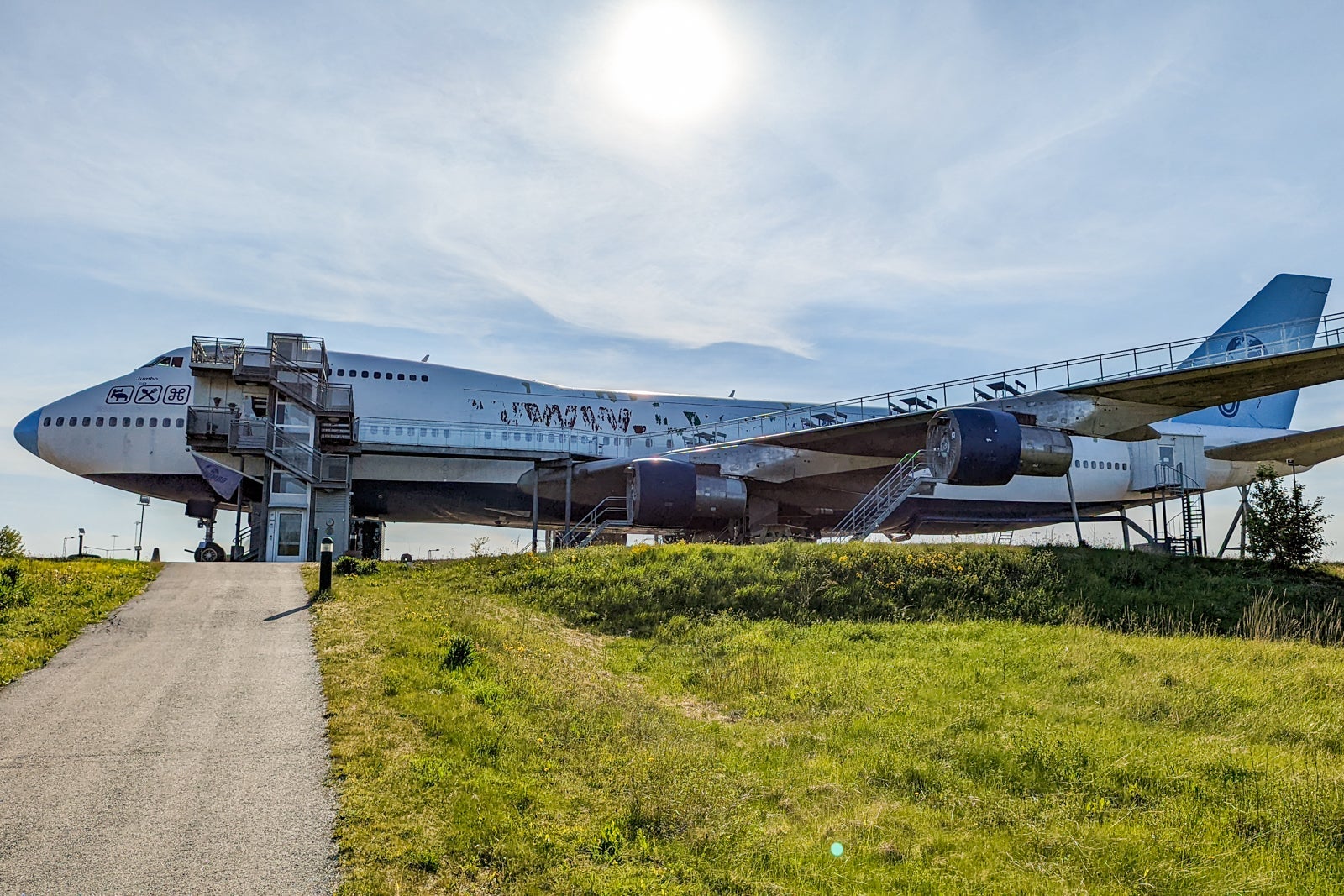 exterior of airplane hotel