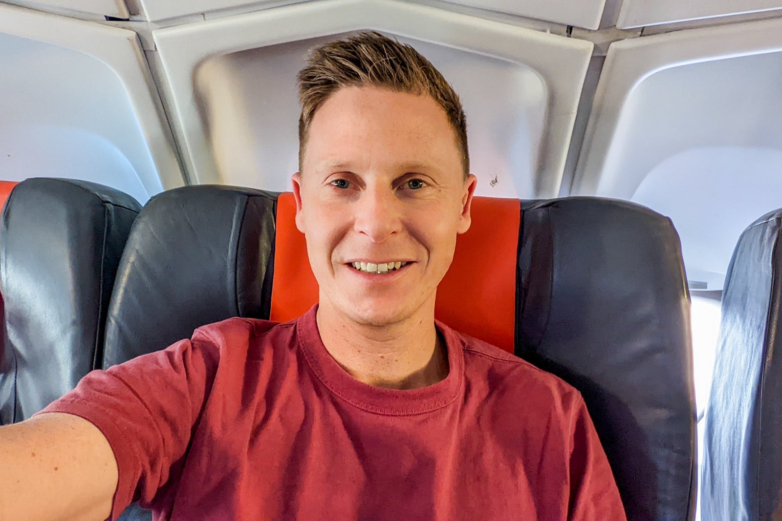 sitting in first class seat