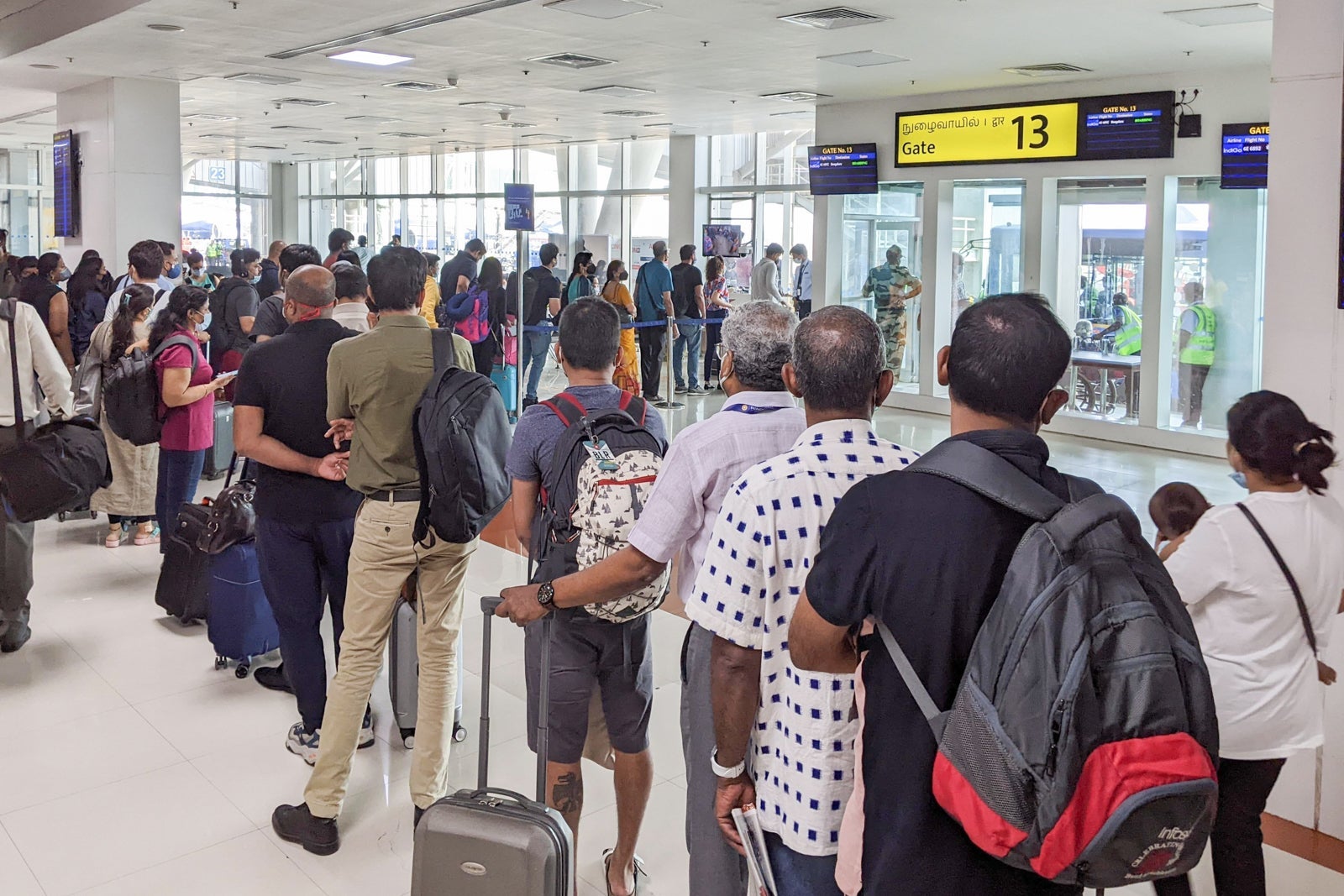 Boarding line for an IndiGo flight