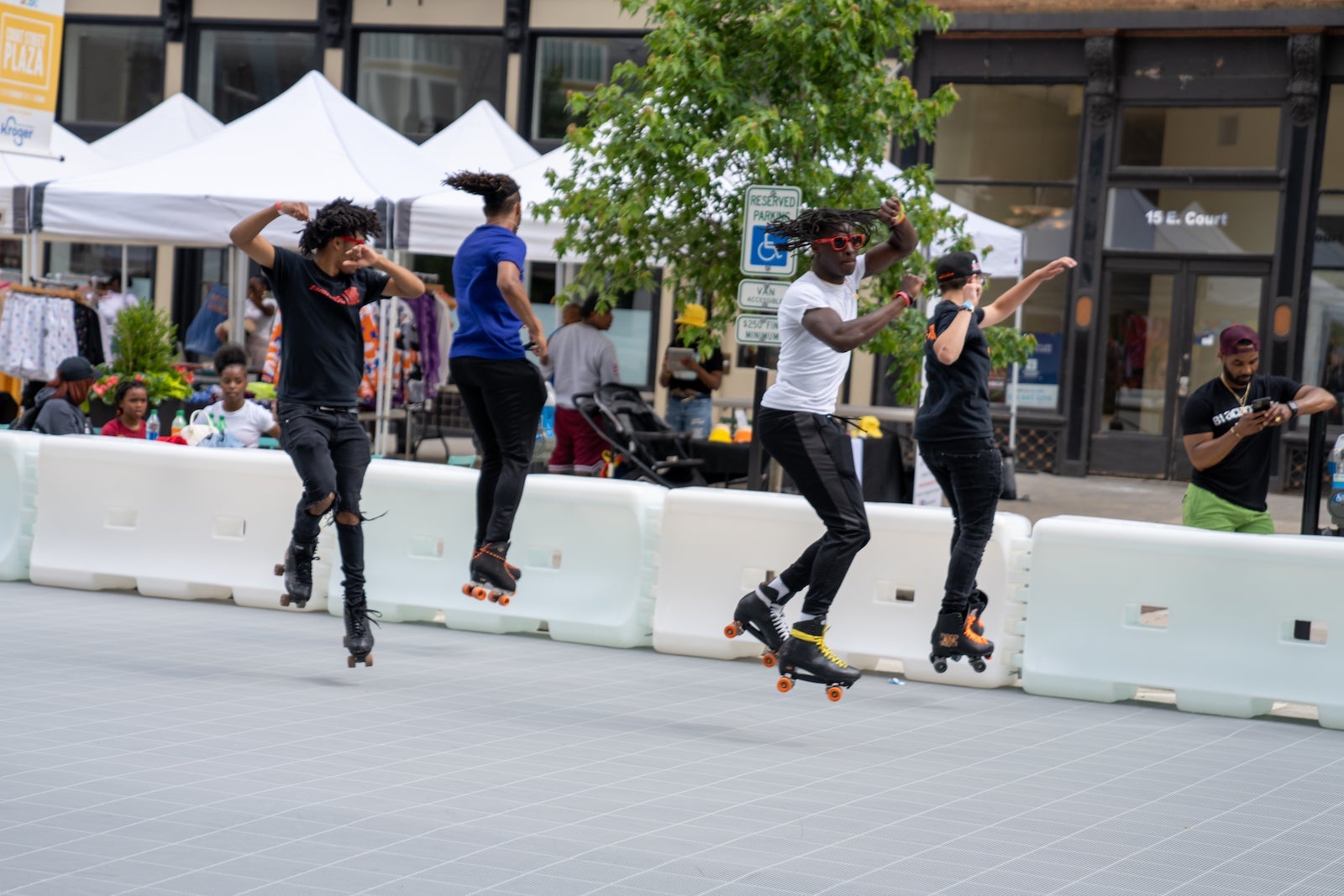 Men roller skating