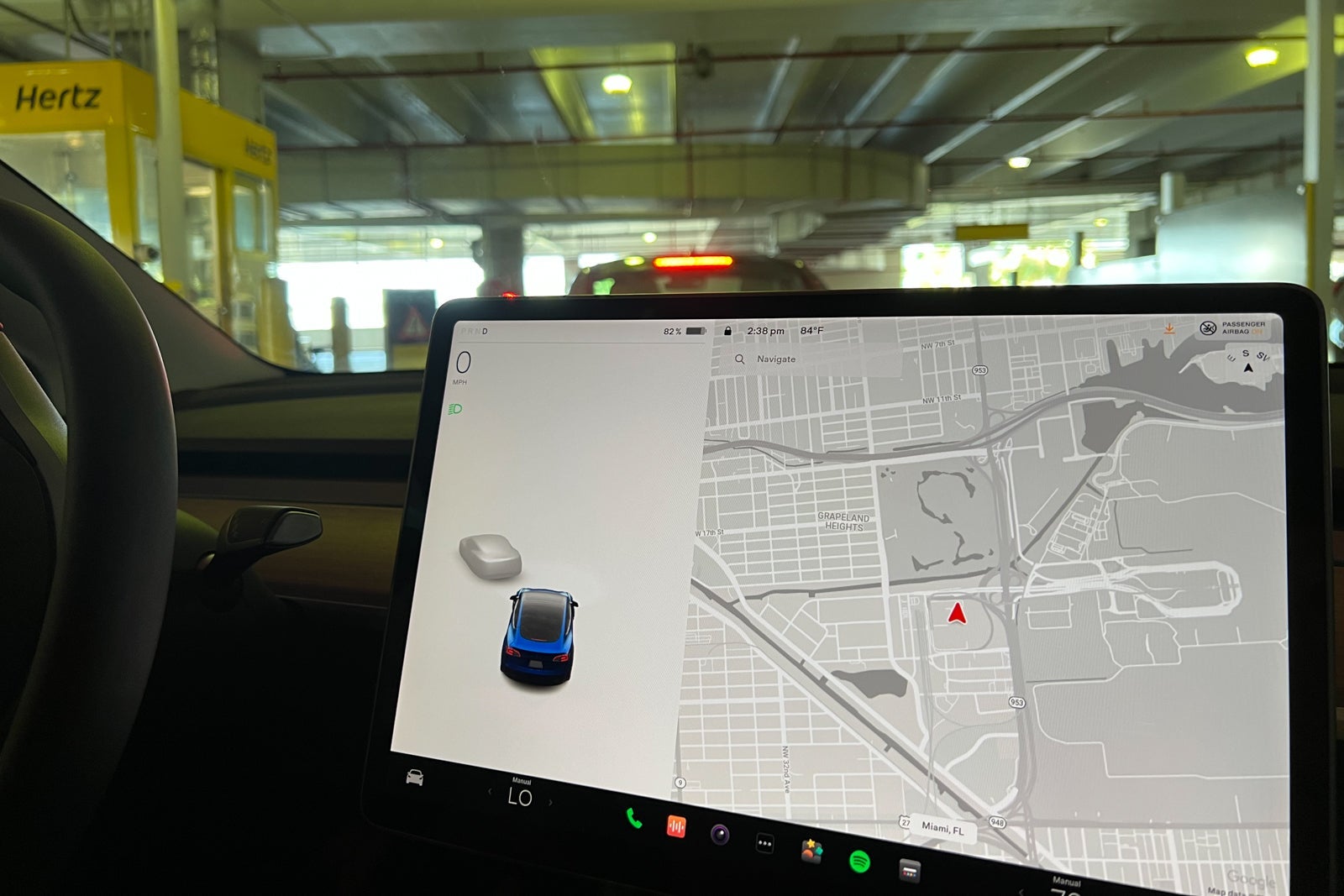 screen in Tesla rental