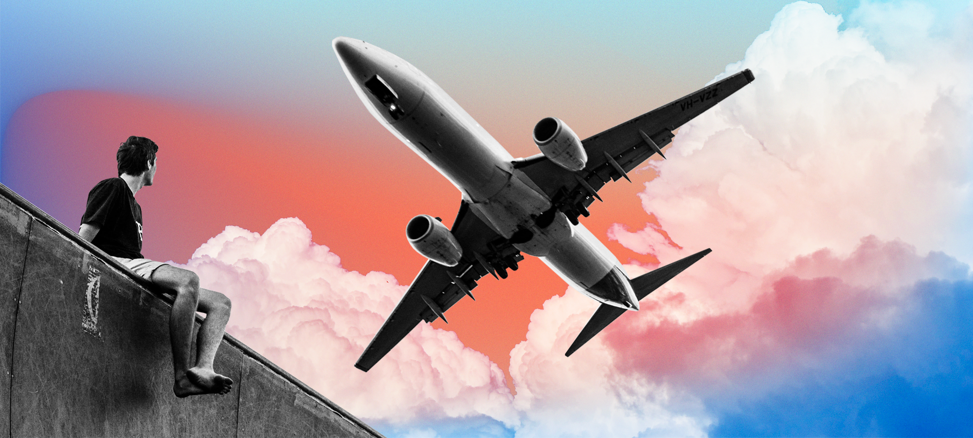 Airplane with a colorful background
