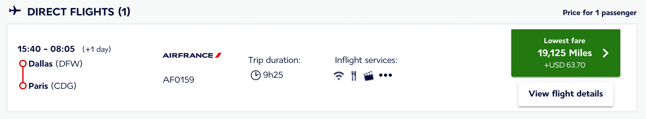 Booking an Air France flight from DFW to CDG