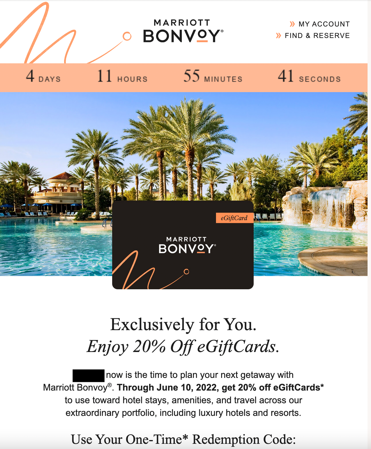 Buy a Marriott gift card with a 20% discount