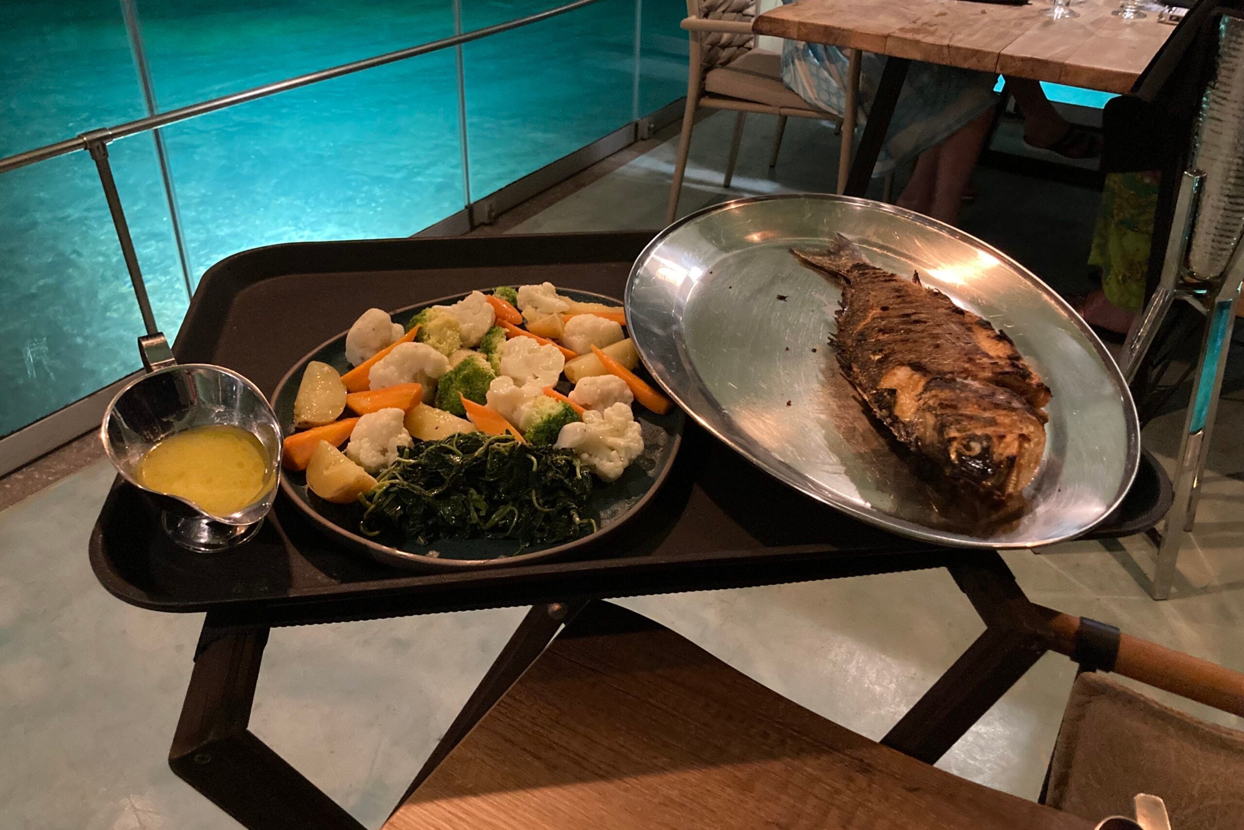 Whole grilled snapper at Moon Spinners on the island of Crete, Greece