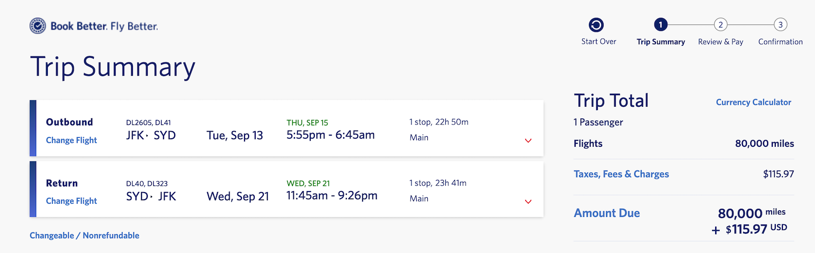 Delta booking screenshot