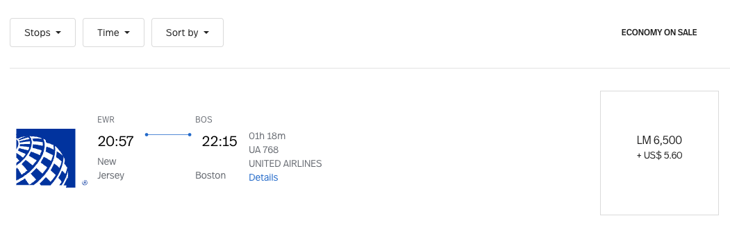 LifeMiles United domestic award