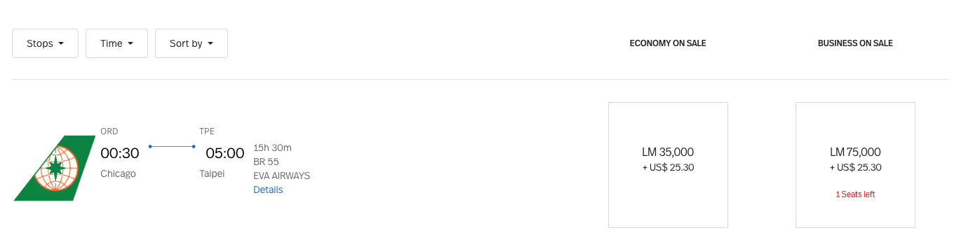 LifeMiles award to Taipei