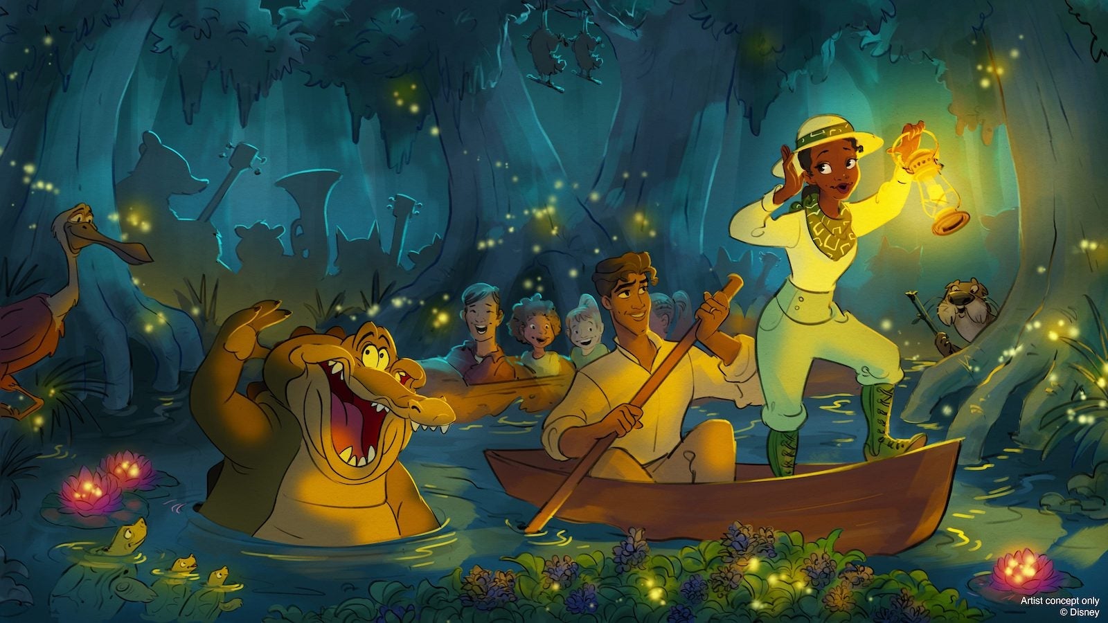 Princess Tiana on a boat