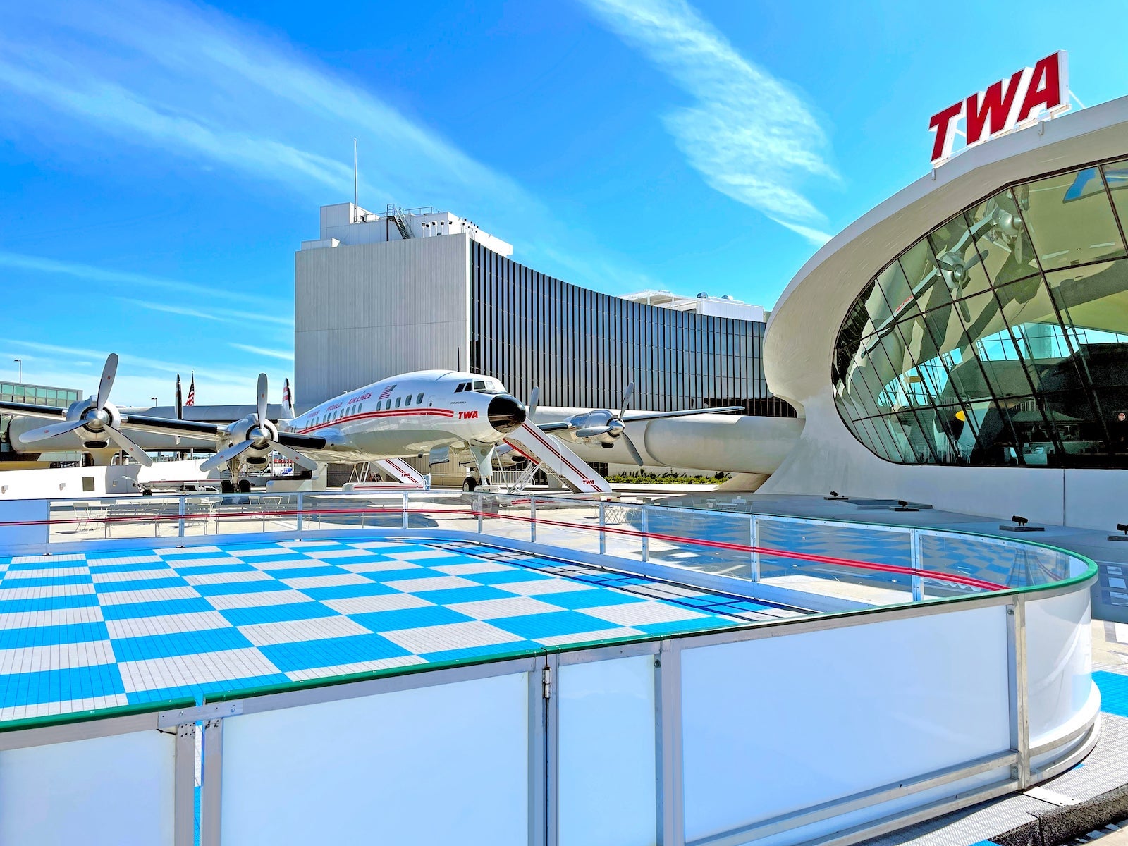 Roller skating rink on TMA tarmac at JFK Airport