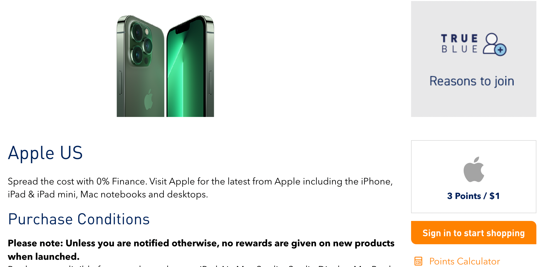 TrueBlue Shopping Homepage