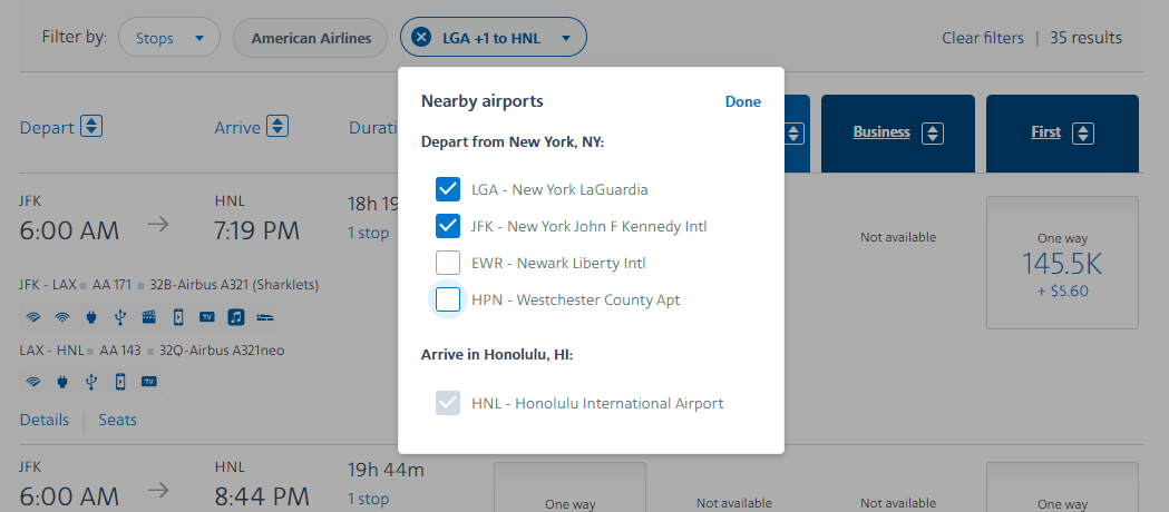 Booking an AAdvantage off-peak award to Hawaii