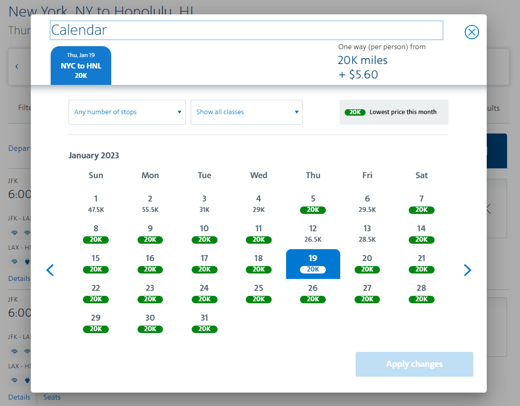 Booking an AAdvantage off-peak award to Hawaii