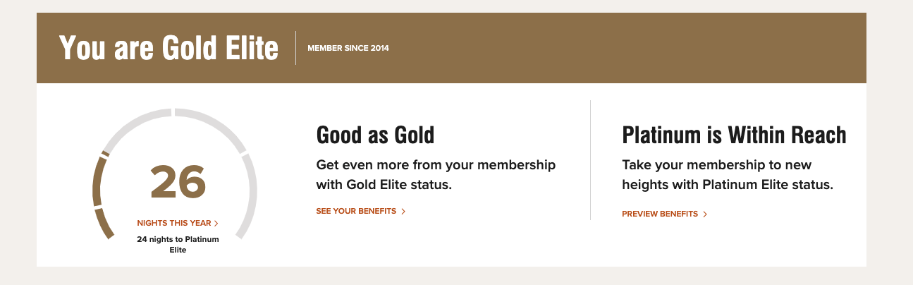 Ashley's progress toward Marriott elite status