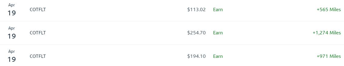 Earnings on flights booked through Capital One Travel