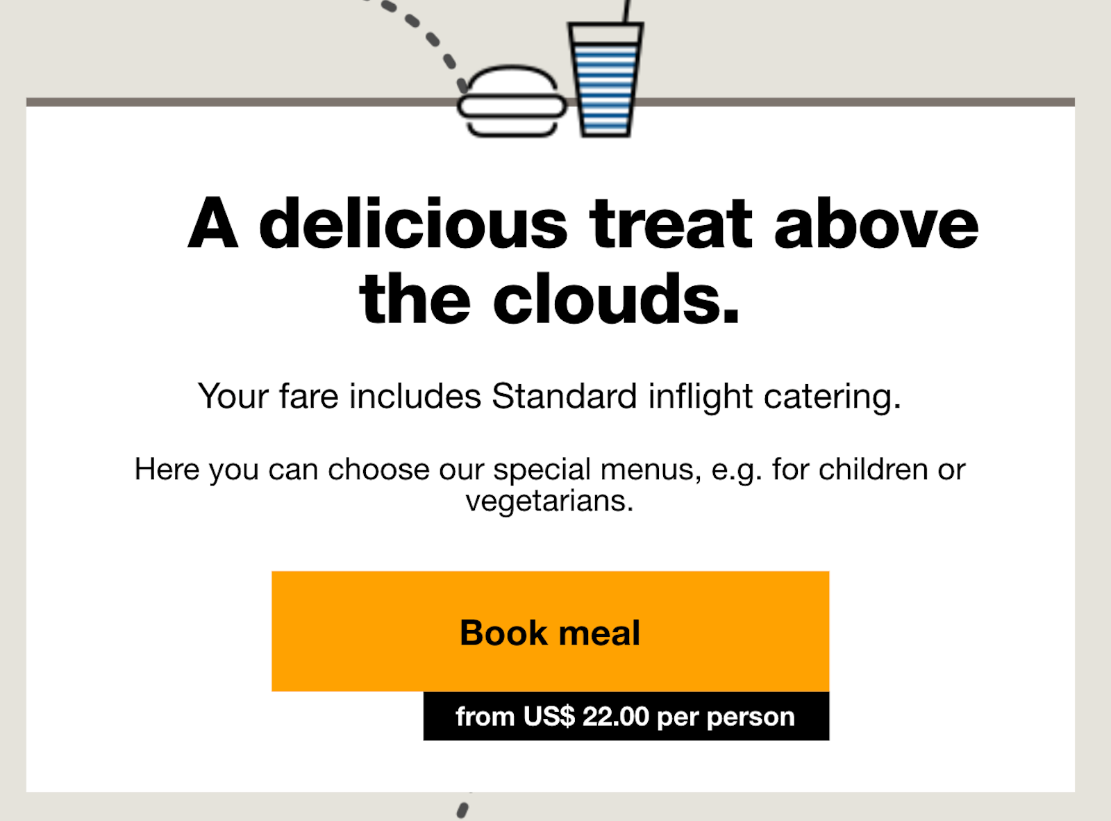 condor extra meal option