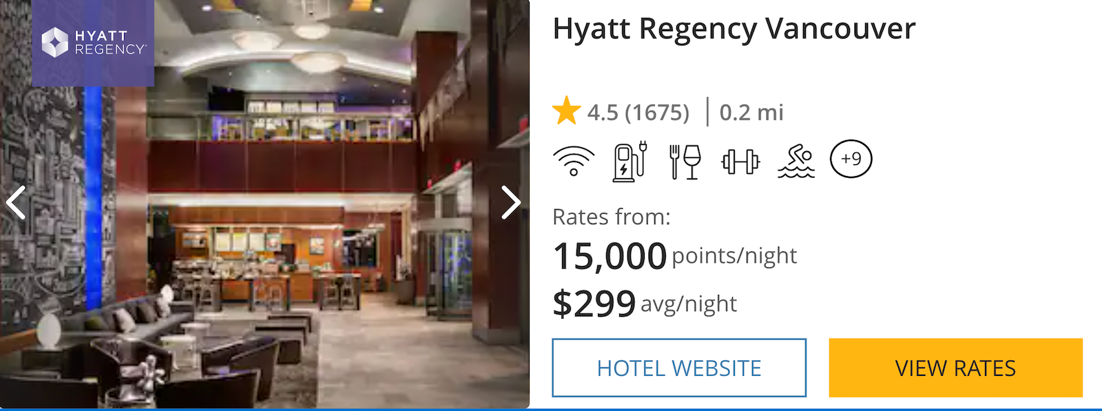 hyatt booking screenshot