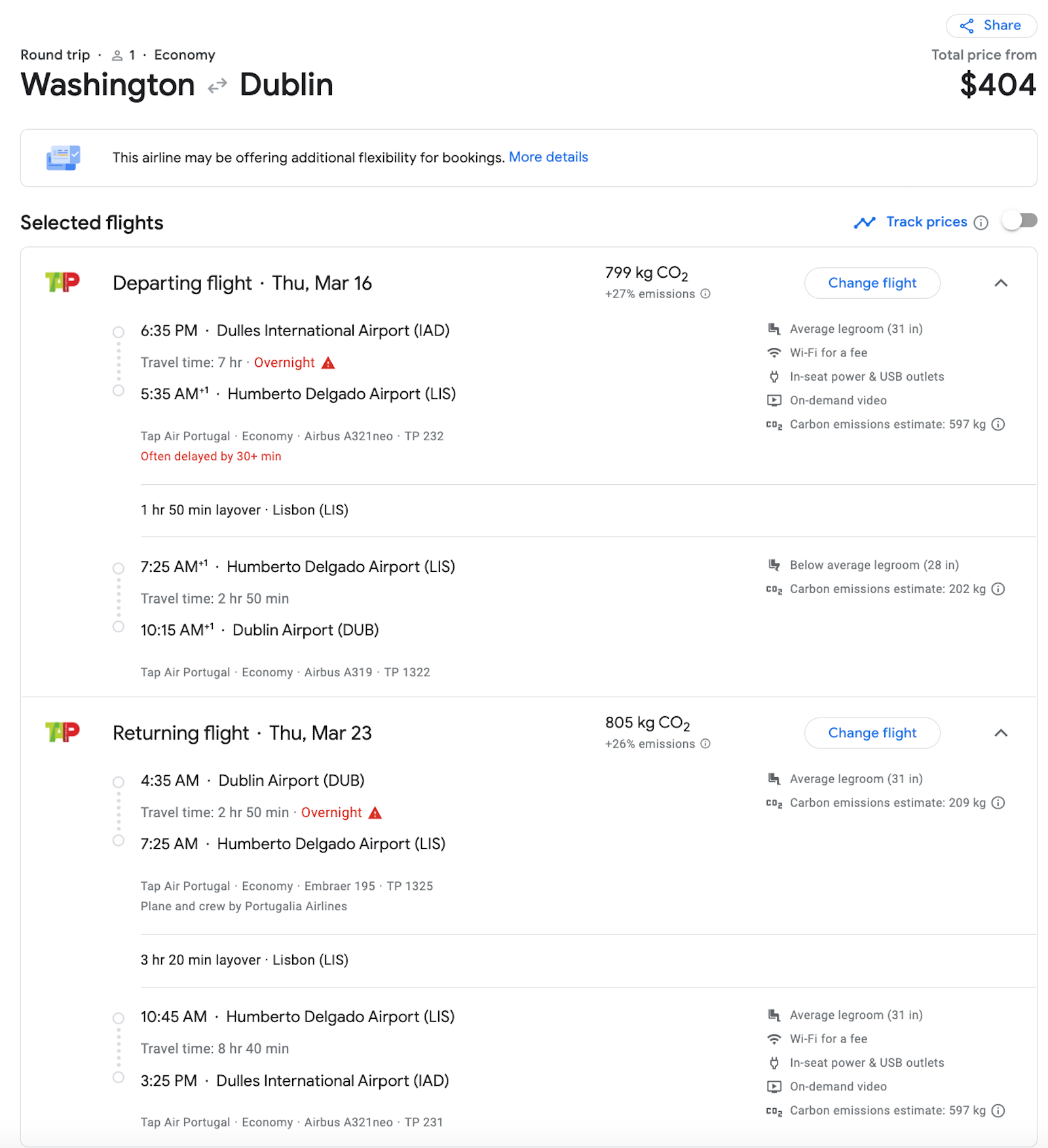 tap booking screenshot