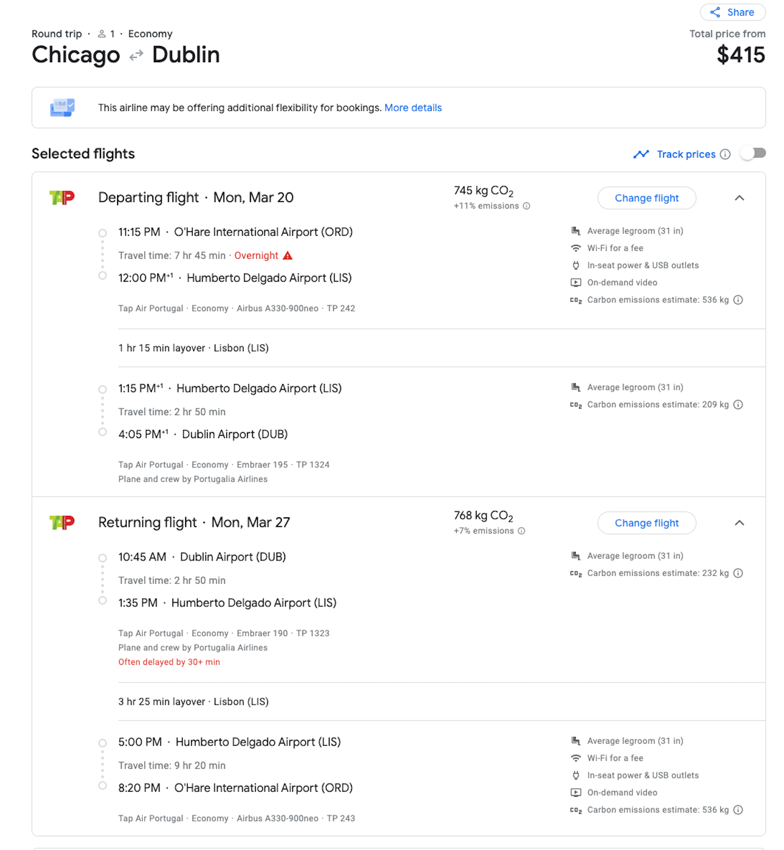 tap booking screenshot