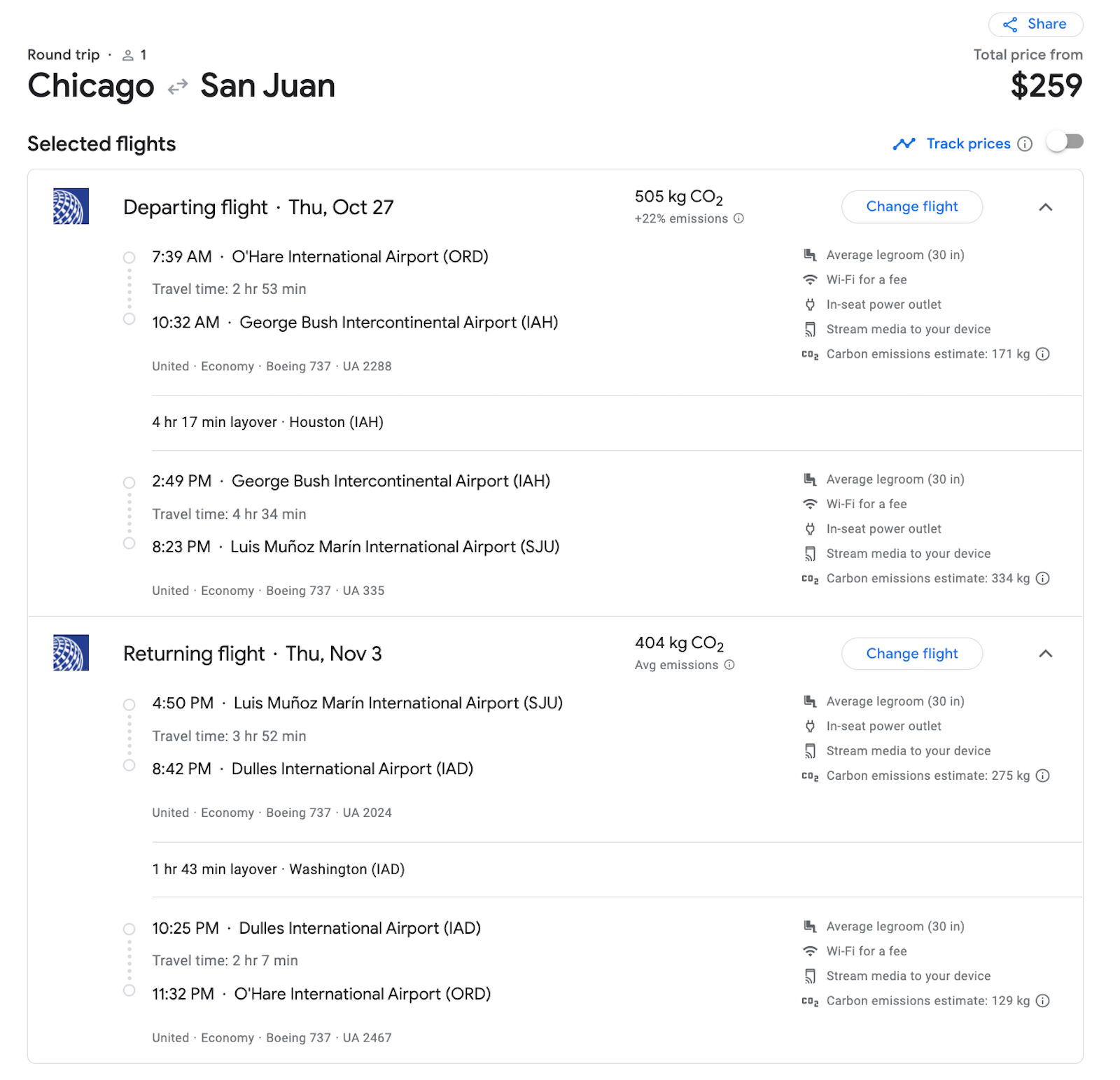united booking screenshot