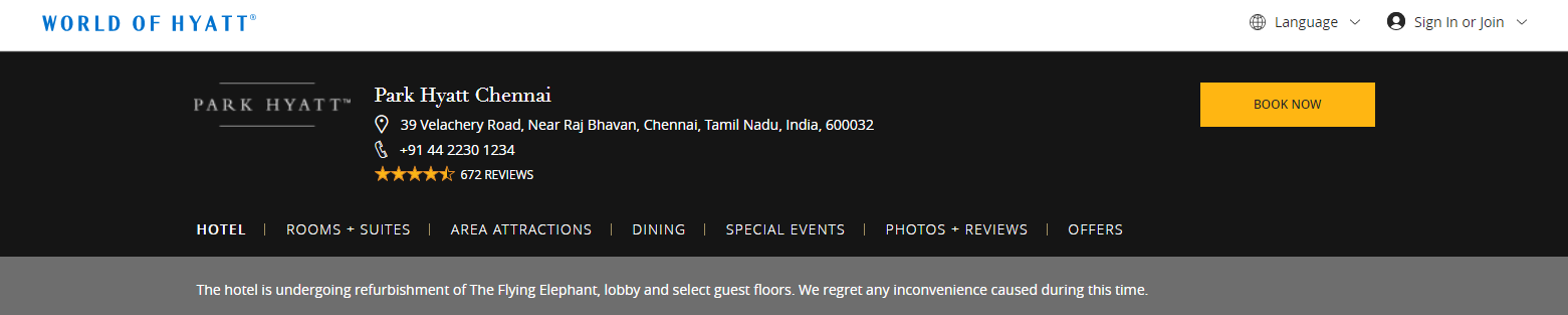 Park Hyatt Chennai renovations