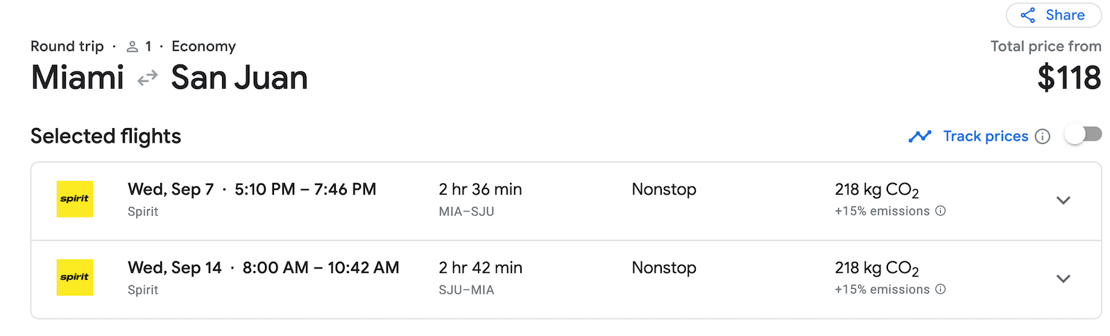 spirit booking screenshot