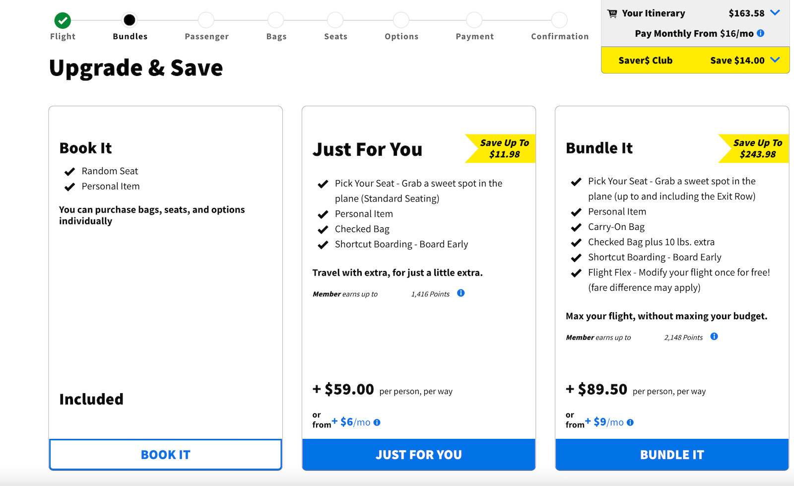 spirit fees screenshot