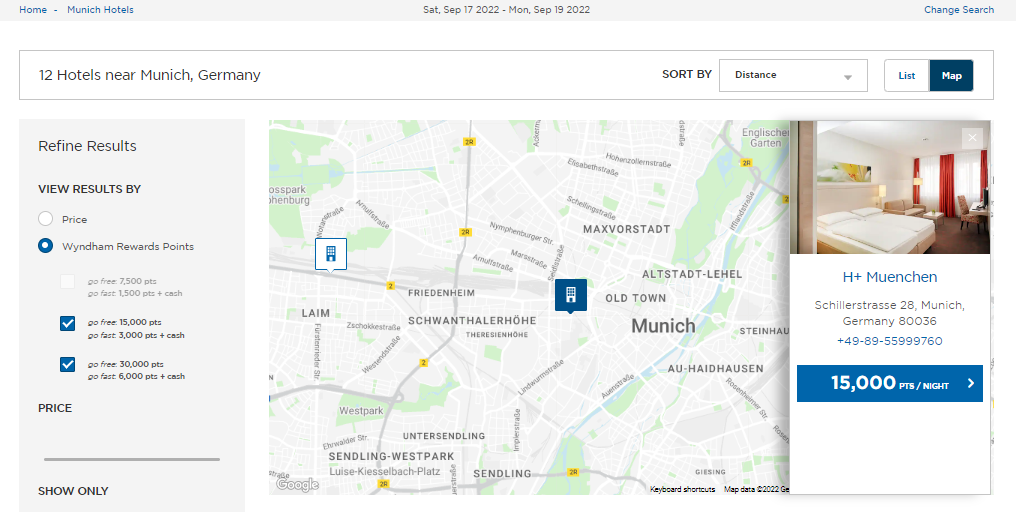 Booking an Oktoberfest hotel with Wyndham points