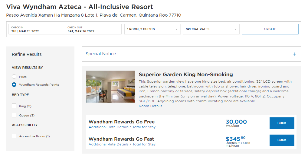 Booking Wyndham Viva Azteca with points