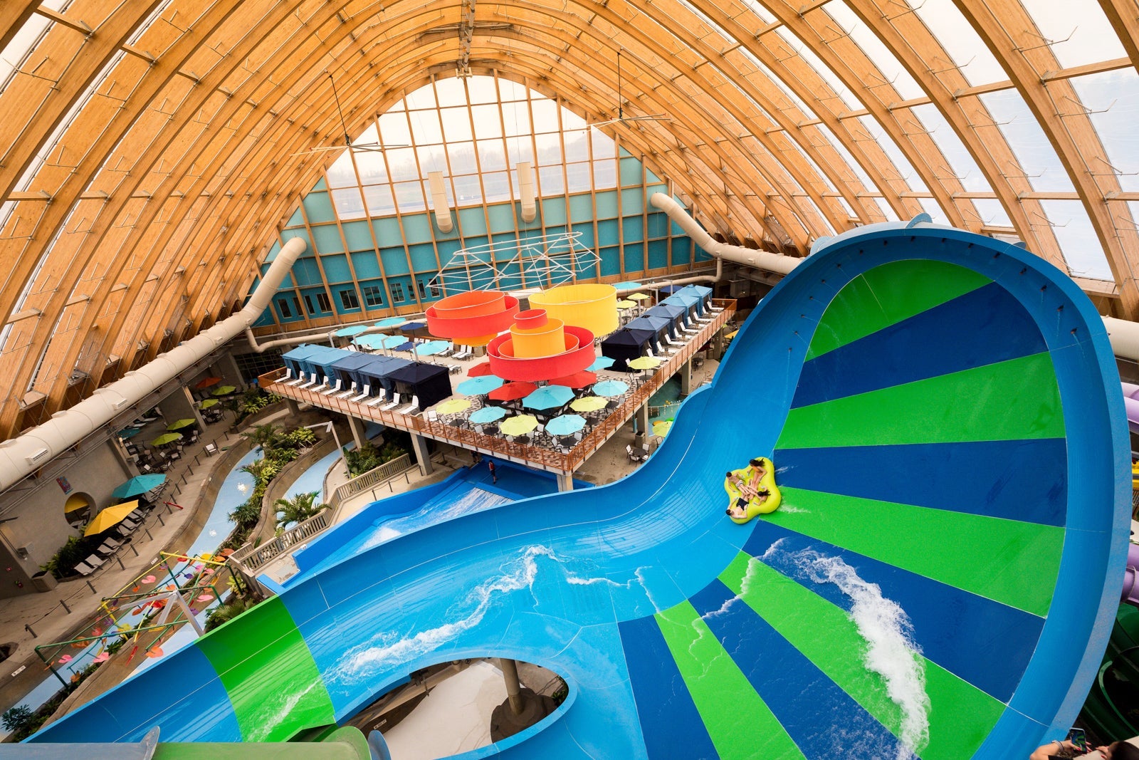 blue and green waterslide