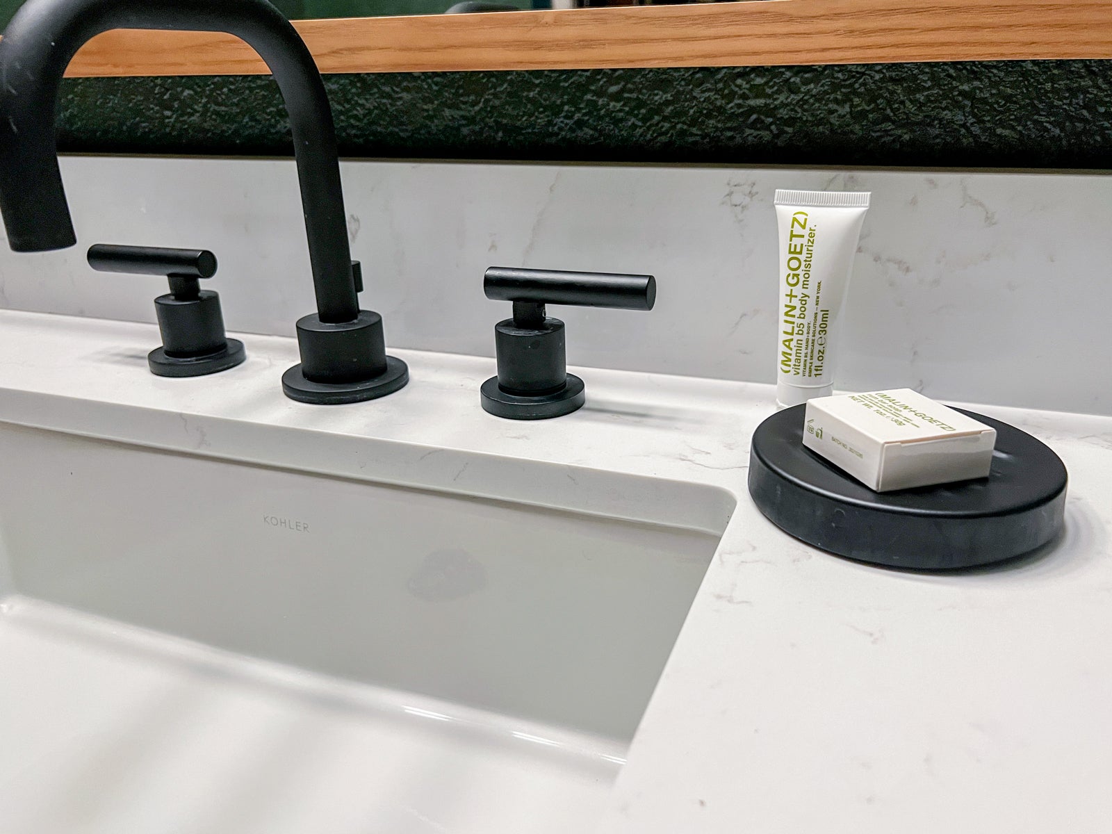 Sink and soap in hotel room