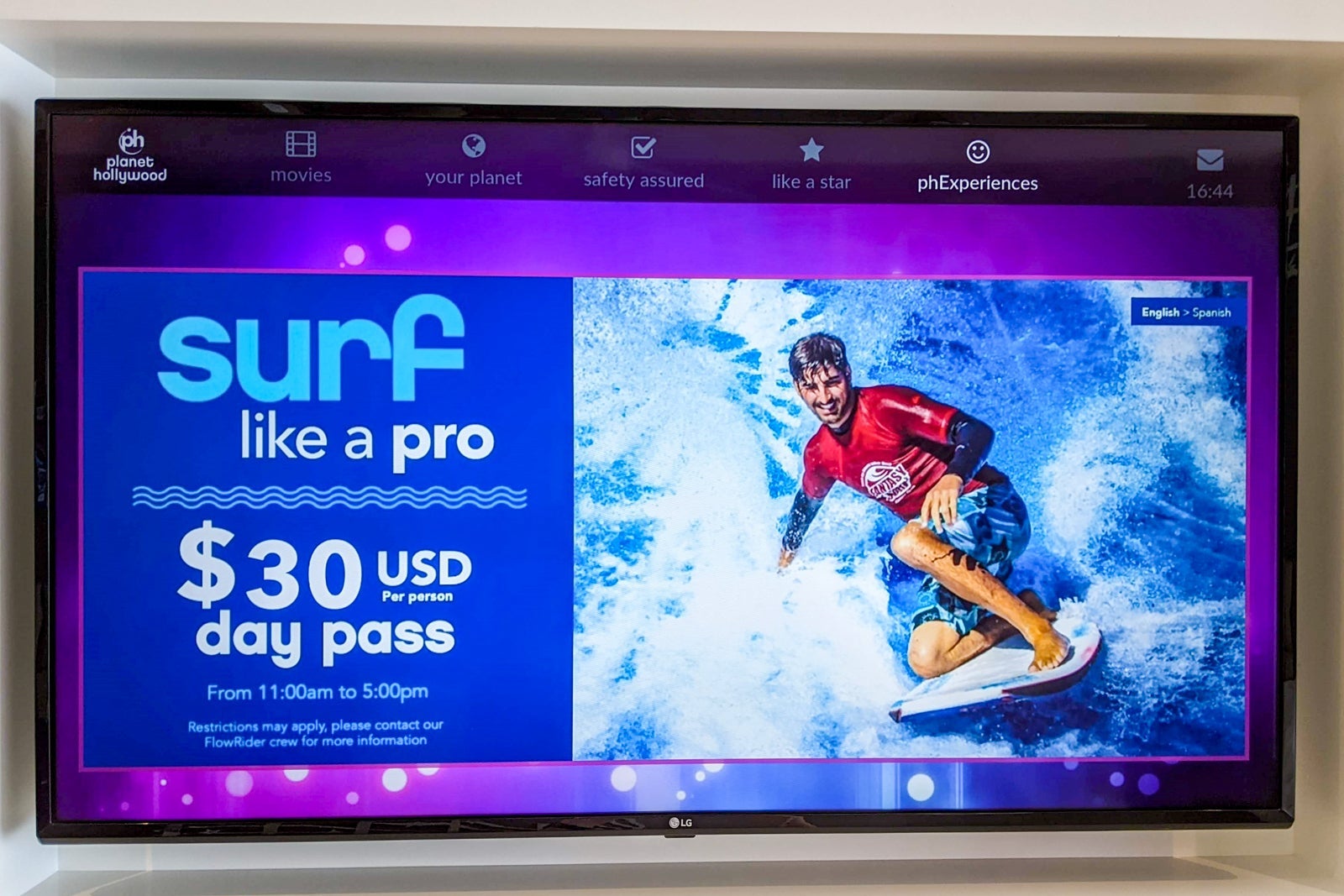 Planet Hollywood Cancun FlowRider prices