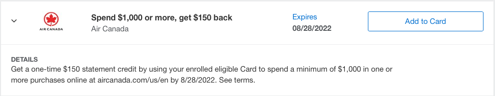 Air Canada Amex offer