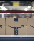 Amazon boxes in a fulfillment center