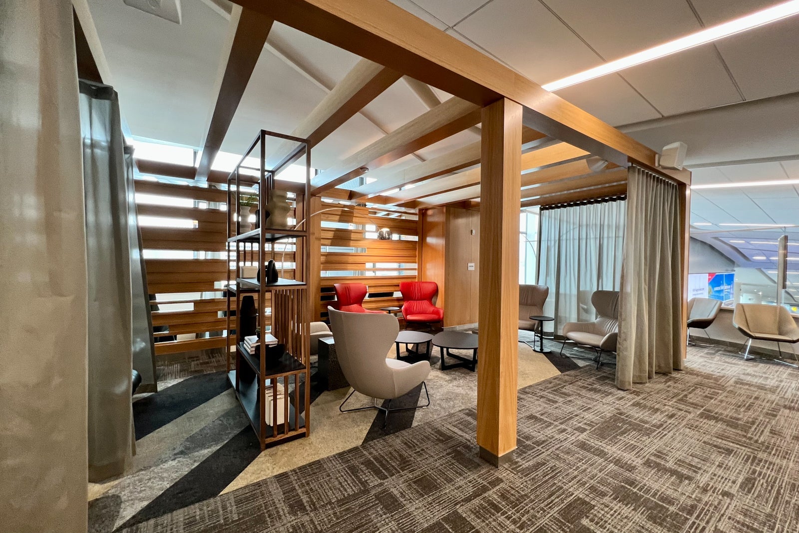 A seating area in an airport lounge