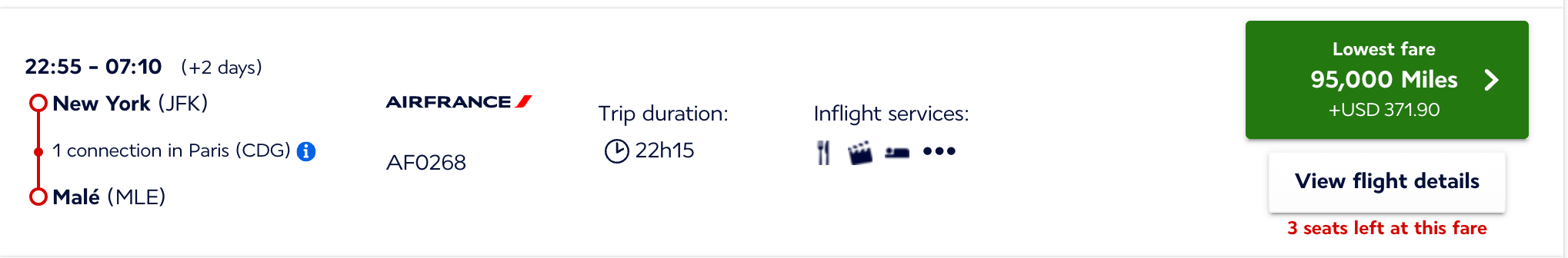 Booking a flight from JFK to MLE