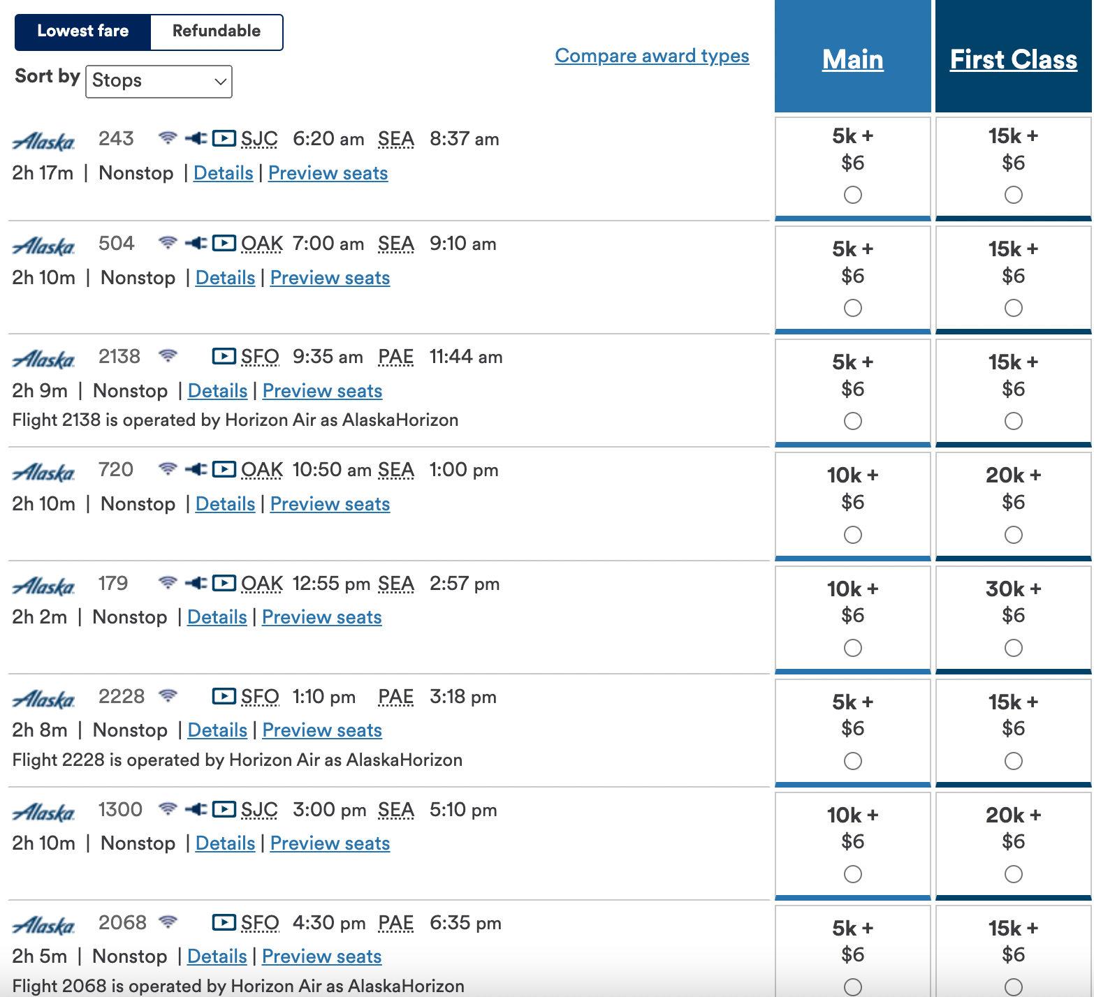 Booking a flight from SFO to SEA
