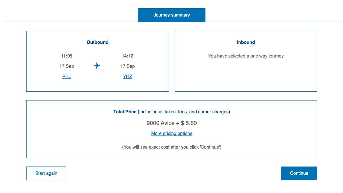 British Airways award PHL to YHZ