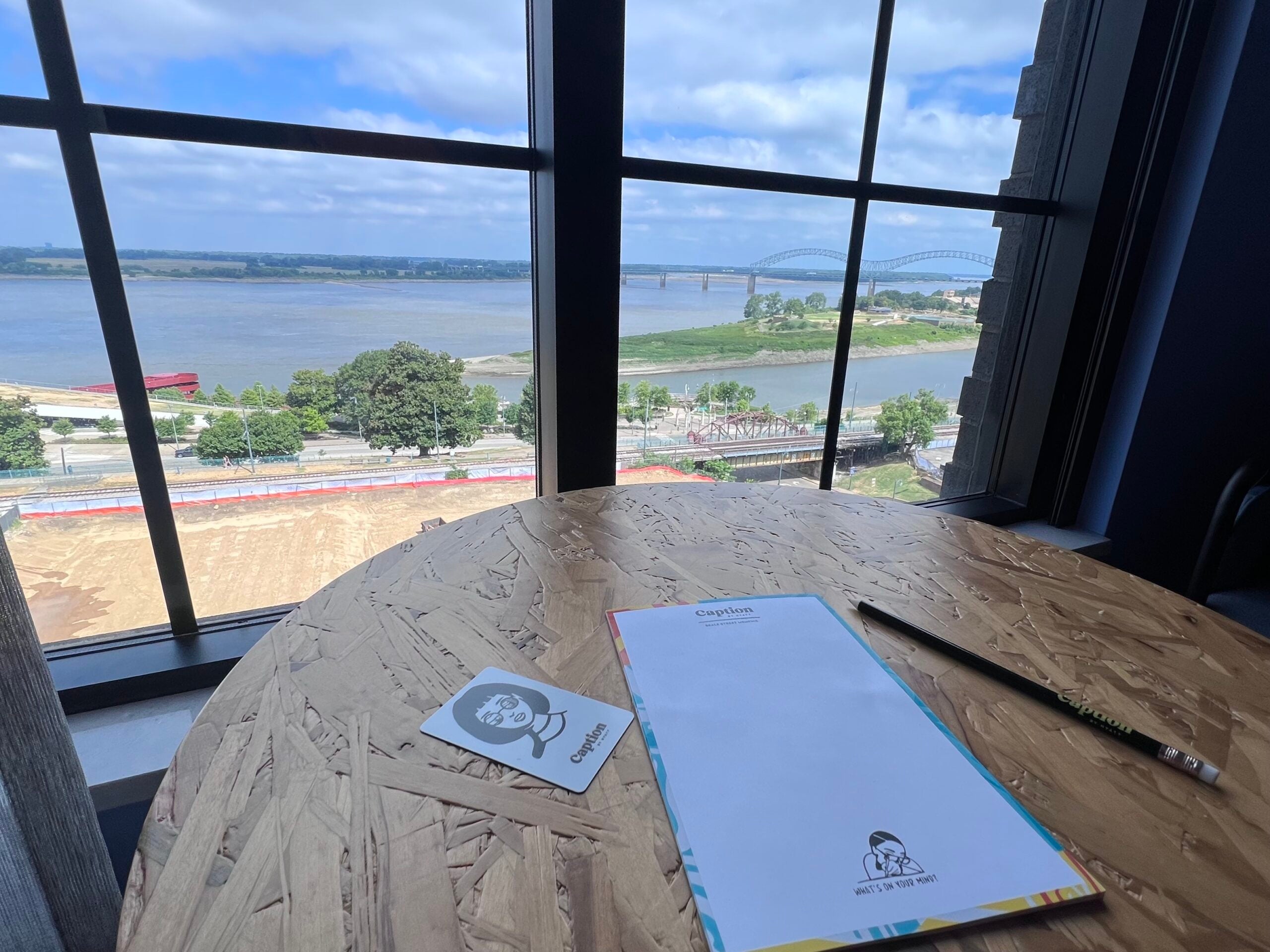 Caption by Hyatt notepad river view