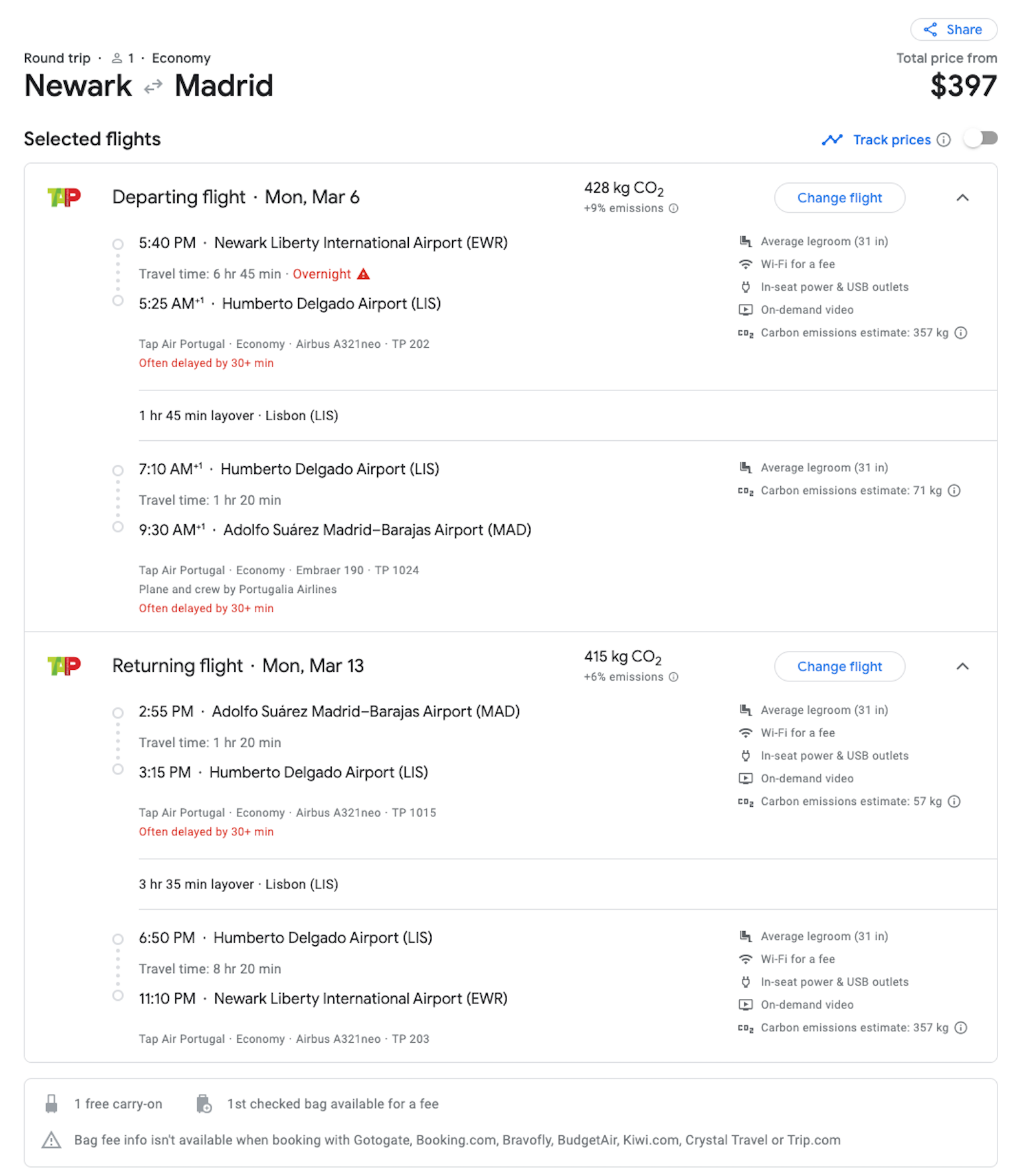 tap booking screenshot
