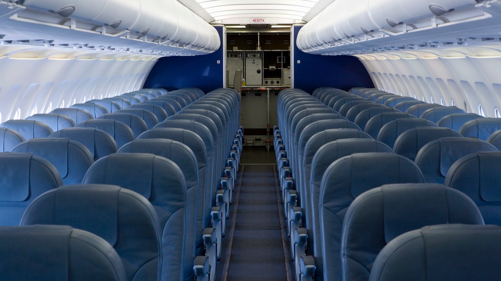 The empty cabin of an airplane