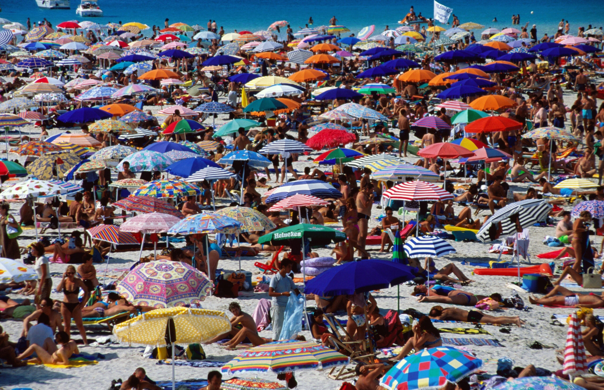 crowded beach in Sardinia