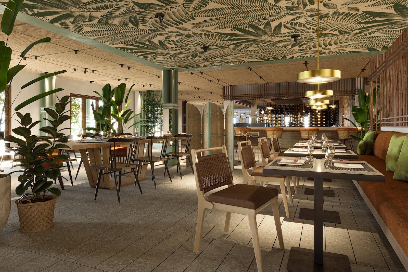 Rendering of restaurant with florals