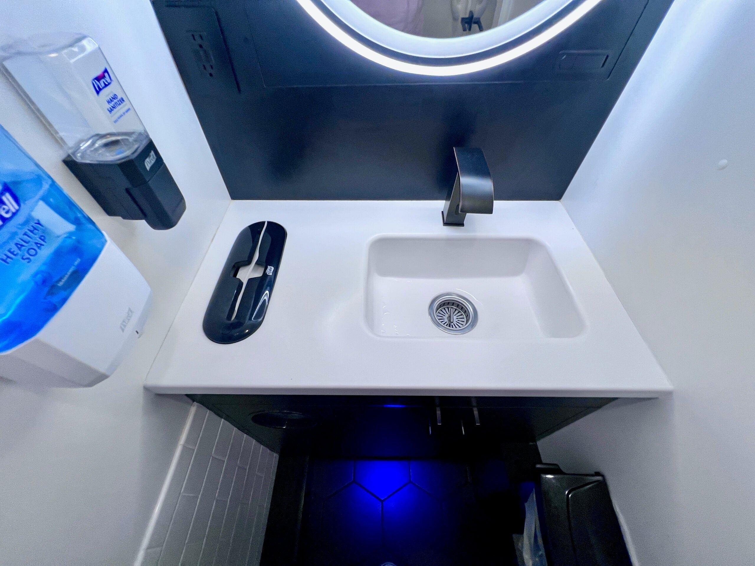 Sink in The Jet bus bathroom